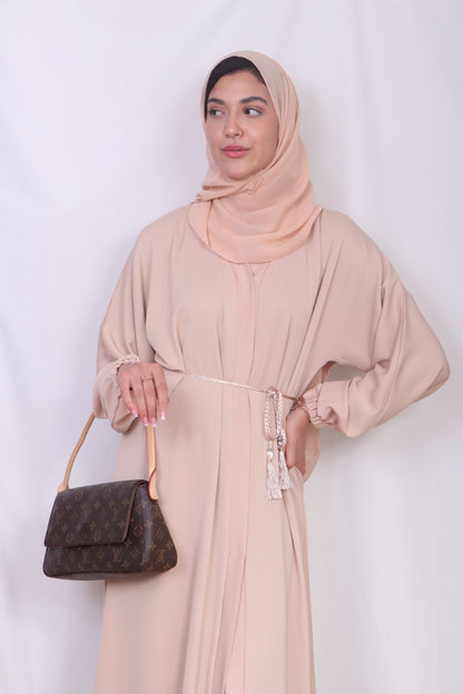 Beige Light Pink Abaya A7 - Women's Islamic Clothing - Muslim Fashion