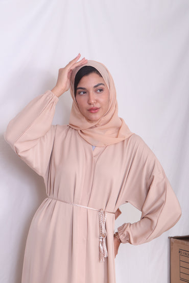 Beige Light Pink Abaya A7 - Women's Islamic Clothing - Muslim Fashion