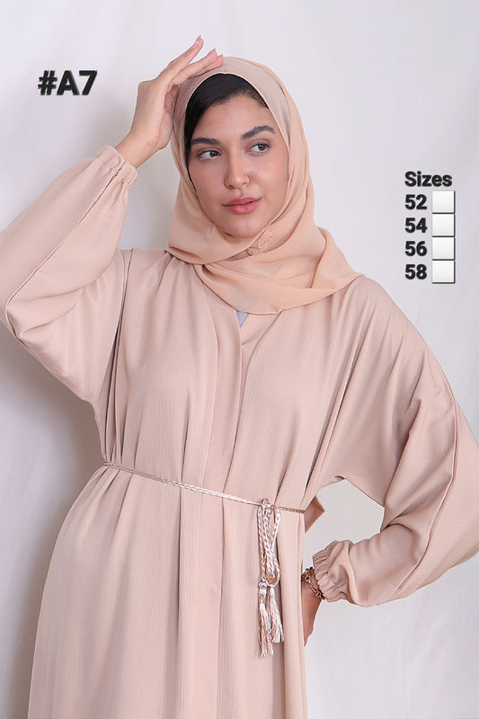 Beige Light Pink Abaya A7 - Women's Islamic Clothing - Muslim Fashion