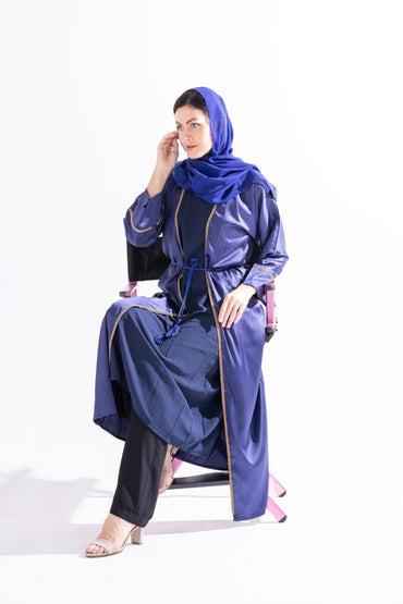 Abaya with Golden Thread and Stone Lace by Sky Cashmere D5