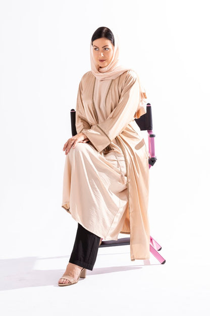 Abaya with Golden Thread and Stone Lace by Sky Cashmere D5