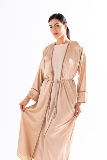 Abaya with Golden Thread and Stone Lace by Sky Cashmere D5