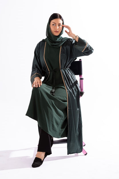 Abaya with Golden Thread and Stone Lace by Sky Cashmere D5