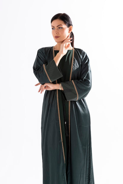 Abaya with Golden Thread and Stone Lace by Sky Cashmere D5