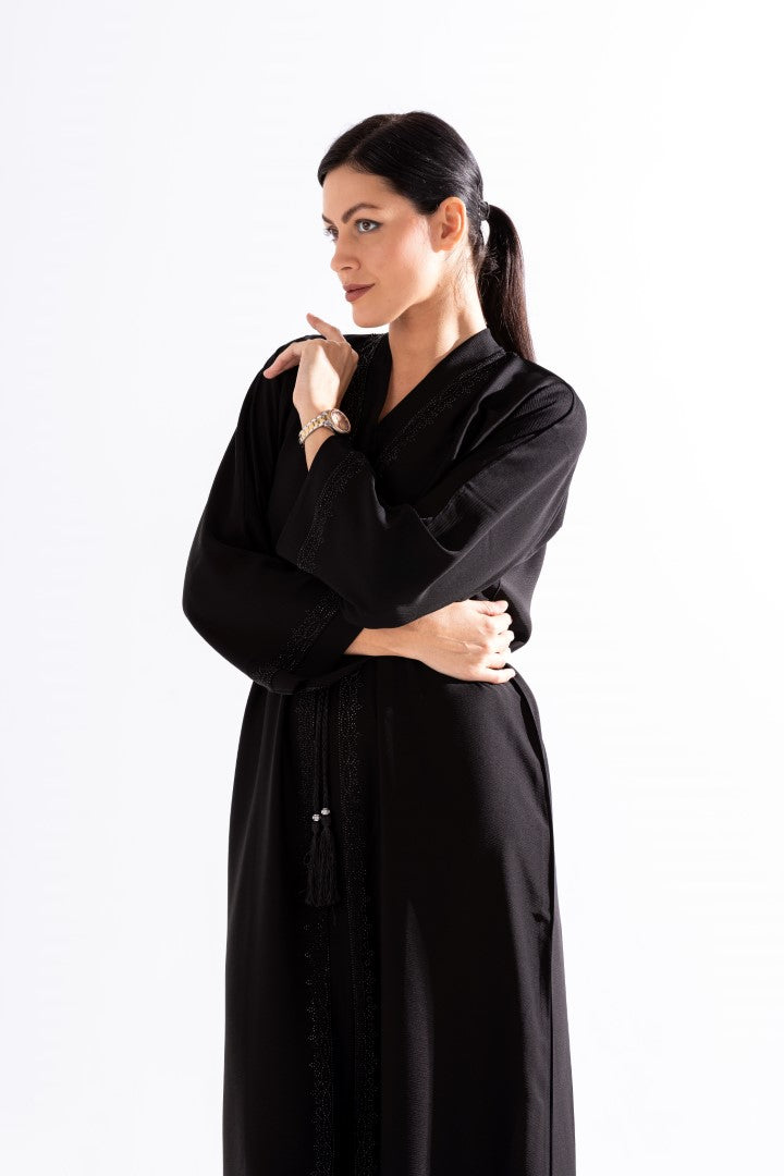 Black Stone Work Abaya by Sky Cashmere D7