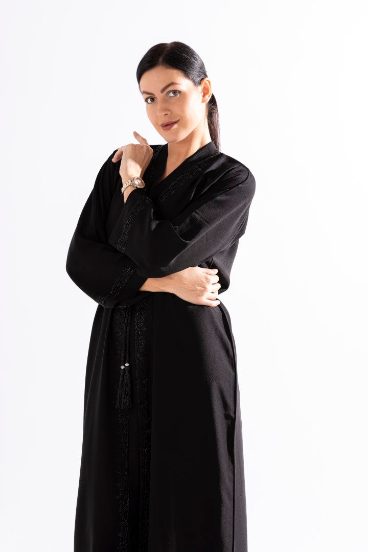 Black Stone Work Abaya by Sky Cashmere D7