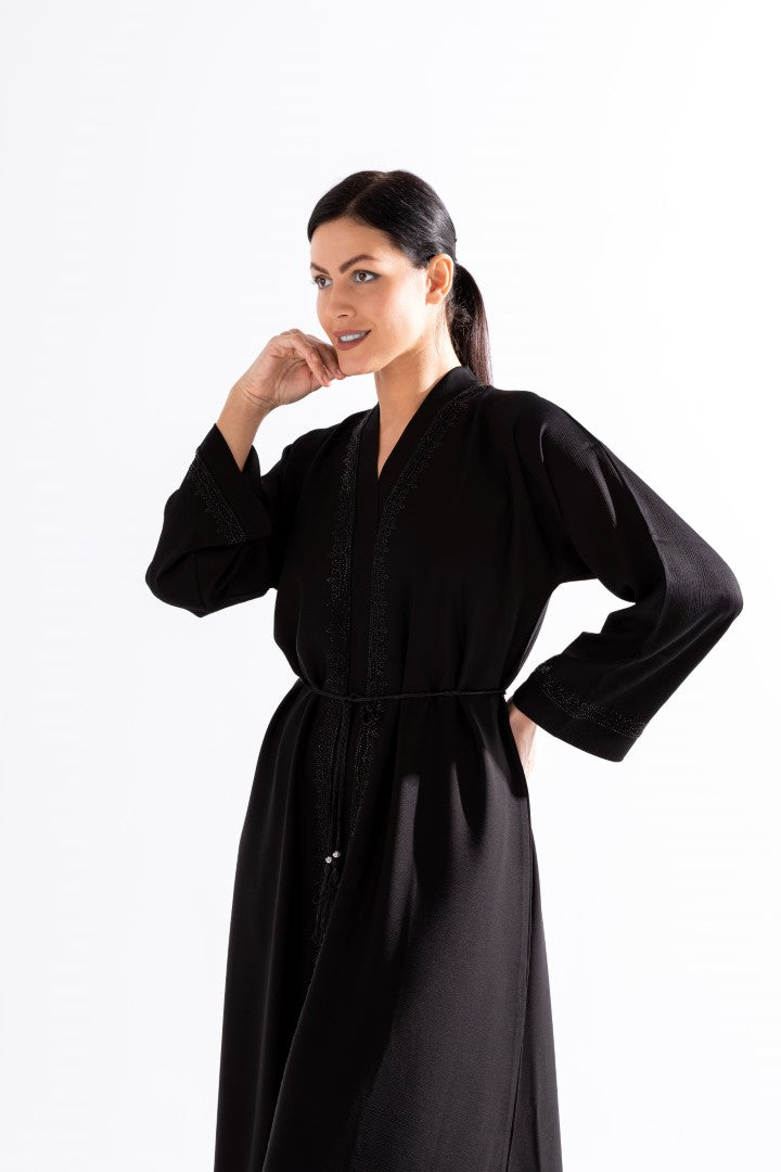 Black Stone Work Abaya by Sky Cashmere D7