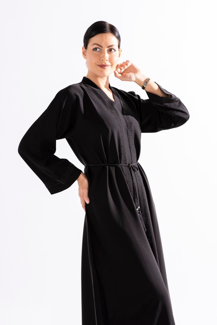 Black Stone Work Abaya by Sky Cashmere D7