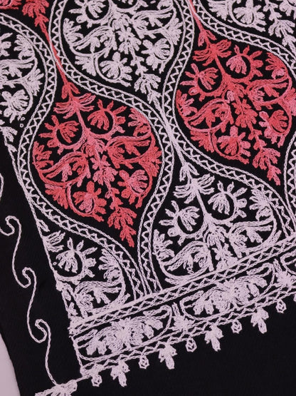 Handmade Jamwar Shawl - Black, White & Red Z5