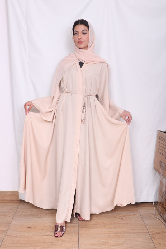 Women Muslim Fashion Abaya Peach B5: Long Sleeve, Hand Wash Only