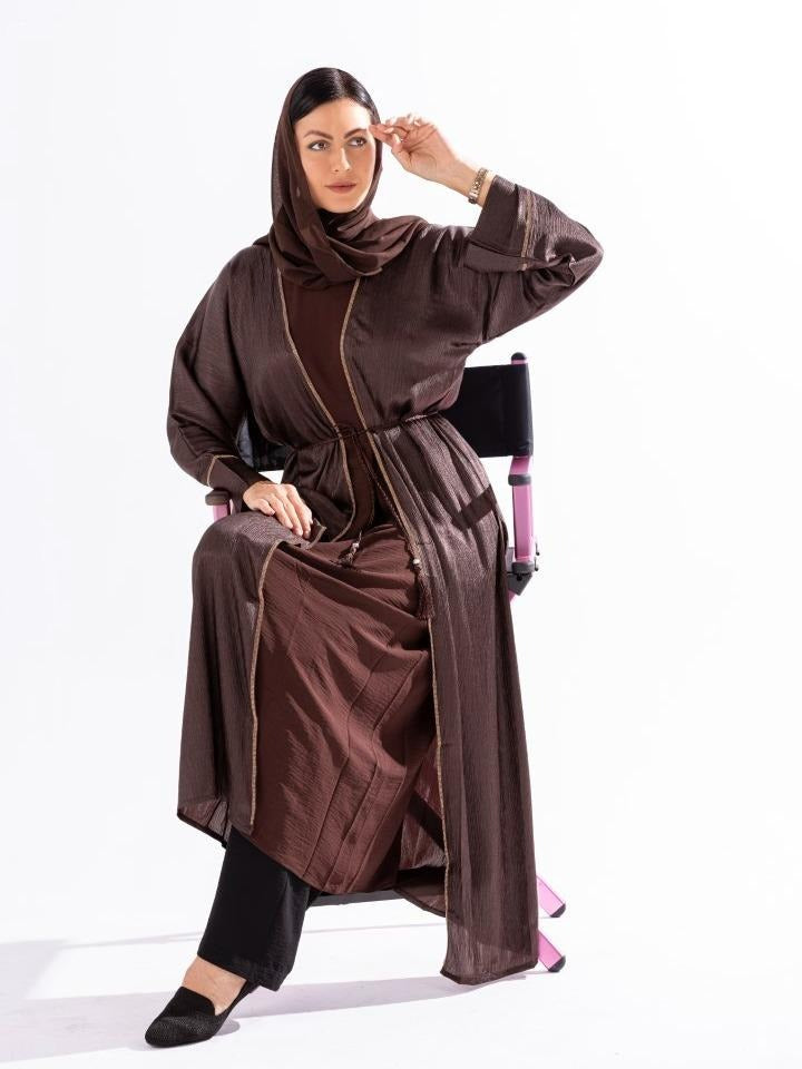 Pleated Texture Abaya SKY Cashmere D3