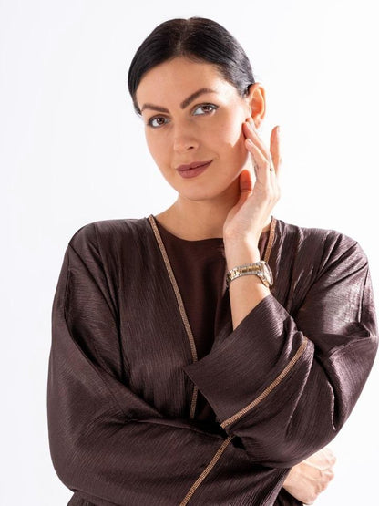 Pleated Texture Abaya SKY Cashmere D3