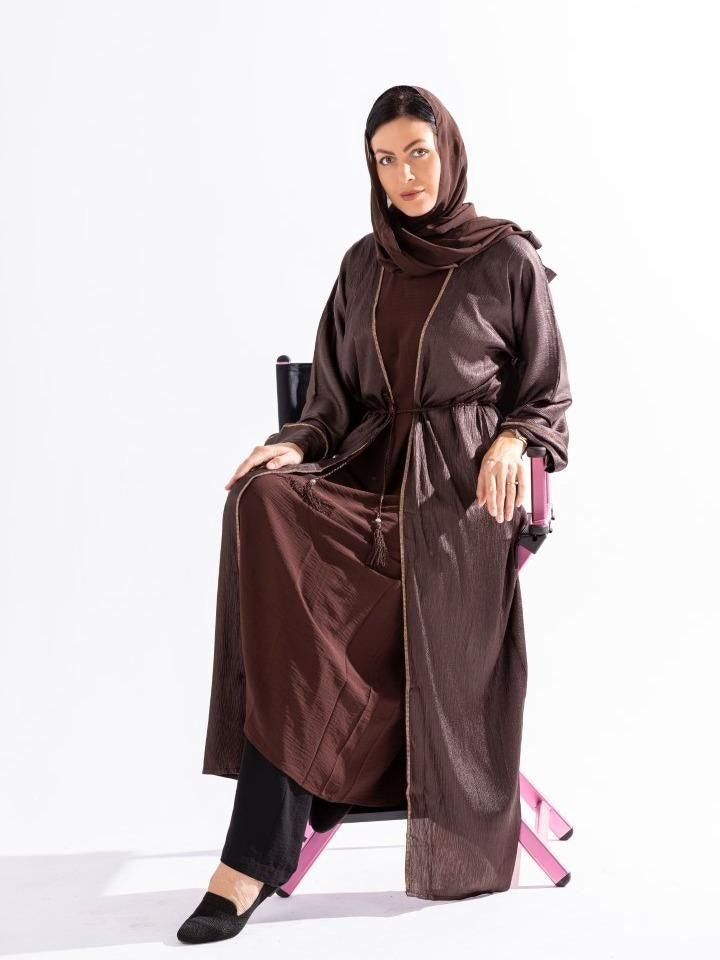 Pleated Texture Abaya SKY Cashmere D3