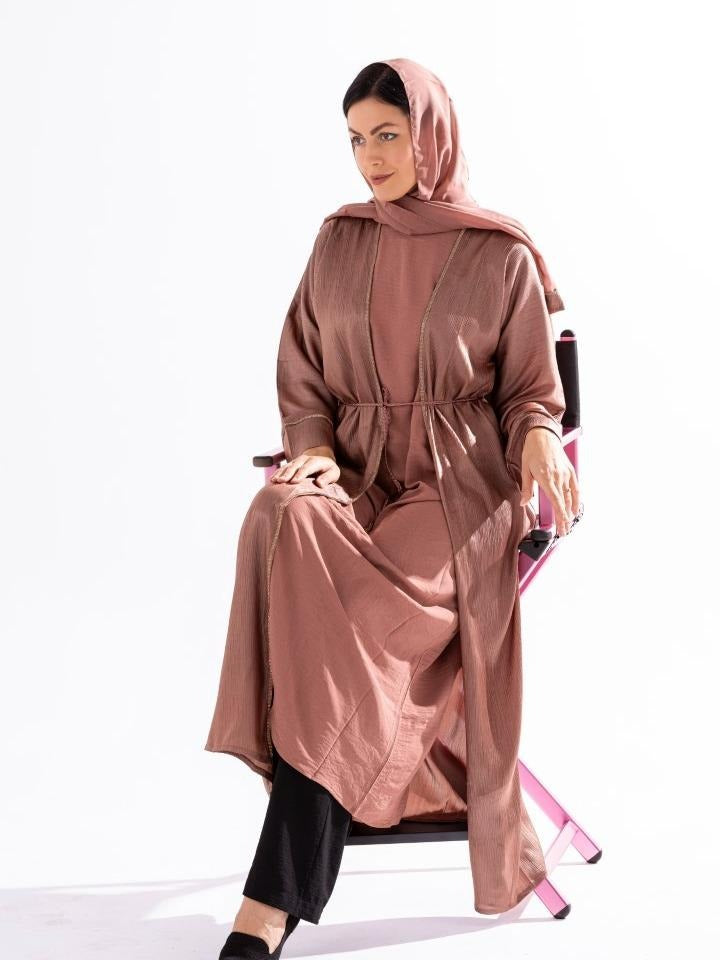 Pleated Texture Abaya SKY Cashmere D3