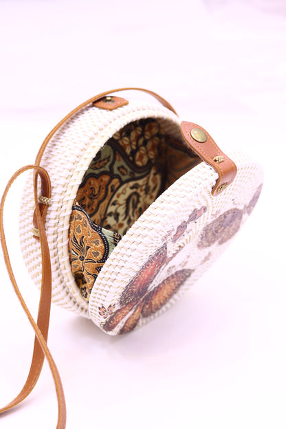Natural Chic: Rattan Bag For Women with Leather Strap by Sky Cashmere Bag RB-03