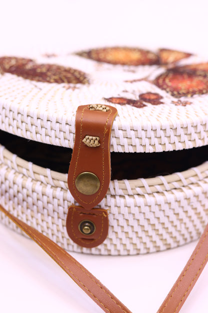 Natural Chic: Rattan Bag For Women with Leather Strap by Sky Cashmere Bag RB-03