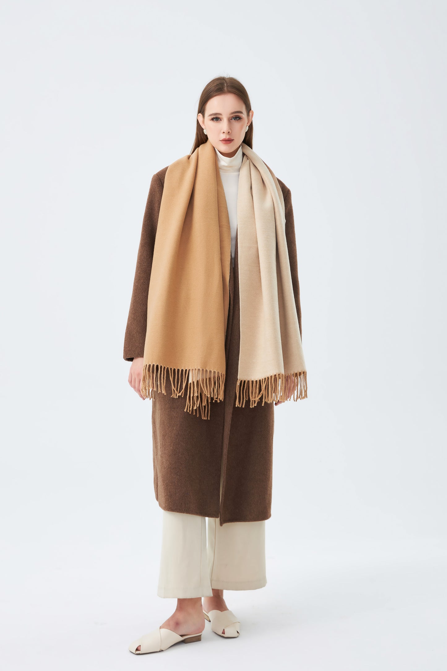 Two Tone Stole with Thickened Tassels