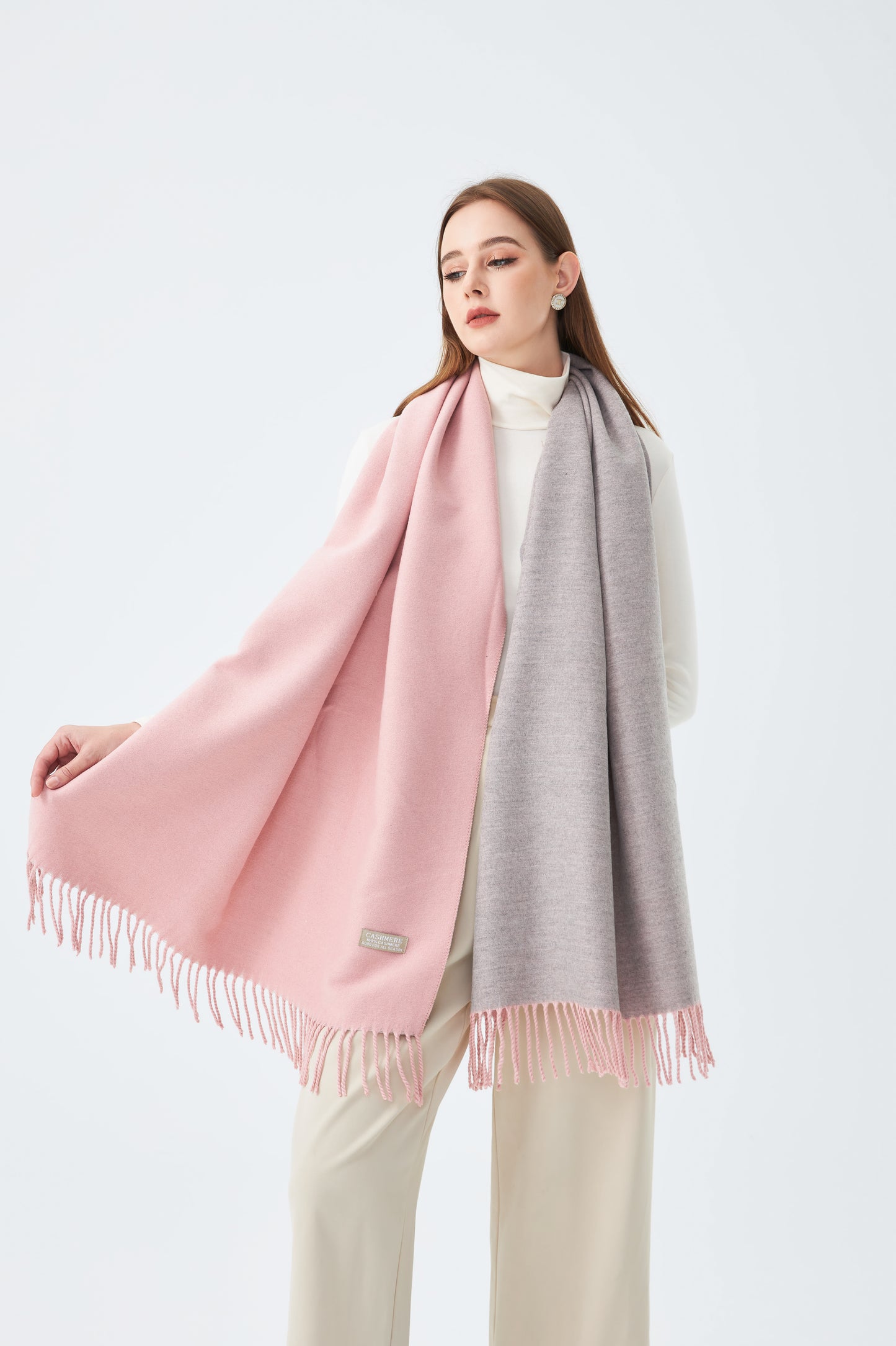 Two Tone Stole with Thickened Tassels