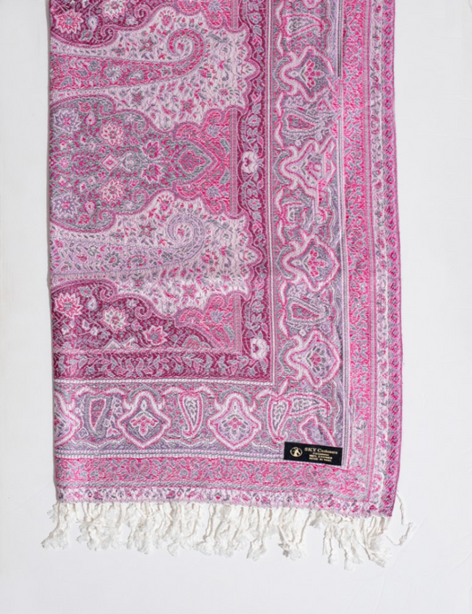 Winter Handmade Indian Cultural Shawl Pure For Festival Magenta Haze Color P08