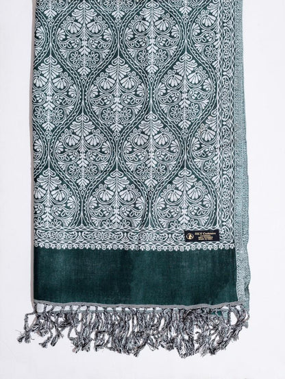 Winter Handmade Indian Cultural Pure Wool Shawl For Festival Teal P13
