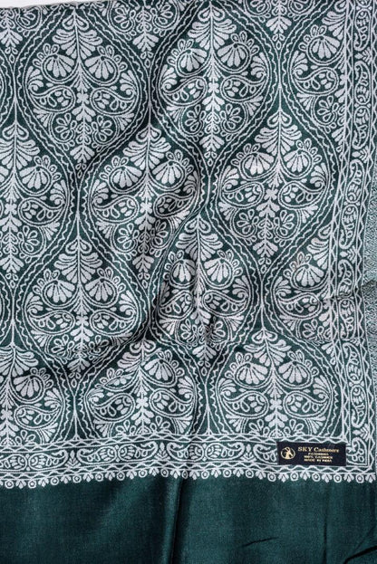 Winter Handmade Indian Cultural Pure Wool Shawl For Festival Teal P13