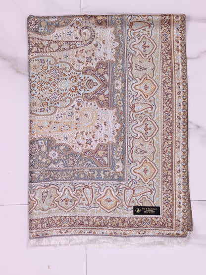 Winter Handmade Indian Jamwar Shawl Light Brown J1