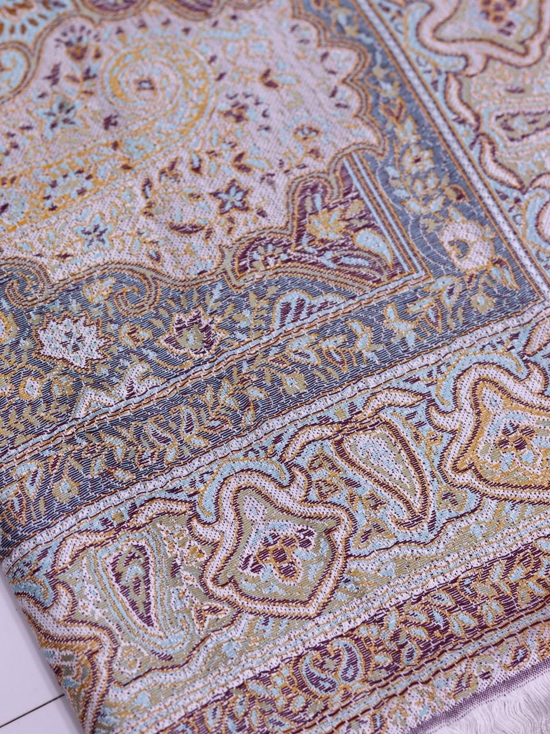 Winter Handmade Indian Jamwar Shawl Light Brown J1