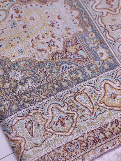 Winter Handmade Indian Jamwar Shawl Light Brown J1