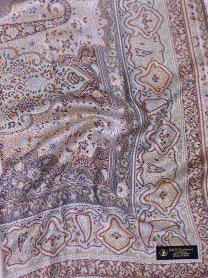 Winter Handmade Indian Jamwar Shawl Light Brown J1