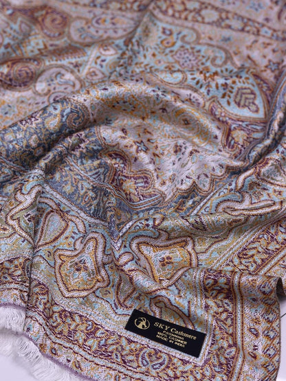 Winter Handmade Indian Jamwar Shawl Light Brown J1