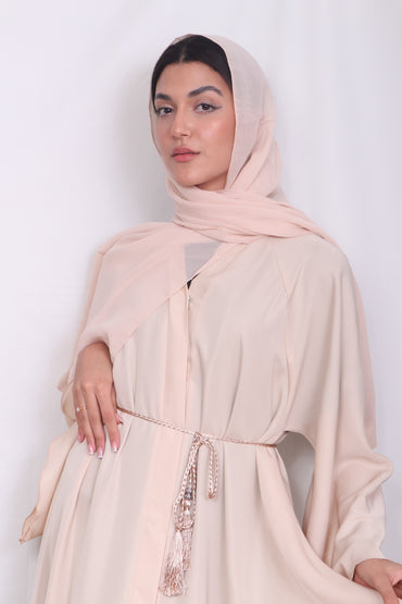Women Muslim Fashion Abaya Peach B5: Long Sleeve, Hand Wash Only