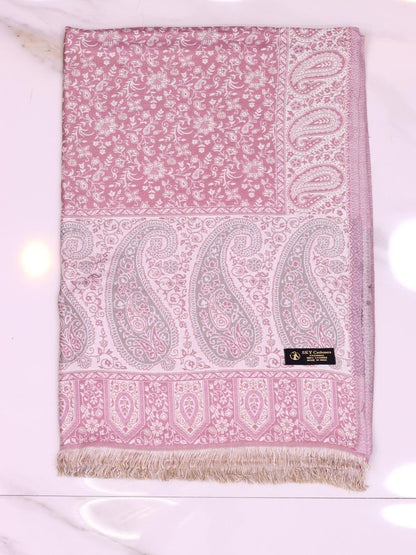 Winter Handmade Indian Cultural Jamwar Shawl For Festival Light Pinkish J3