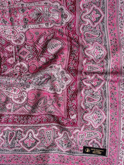Winter Handmade Indian Cultural Pure Wool Shawl For Festival Multi Purple Shades P02