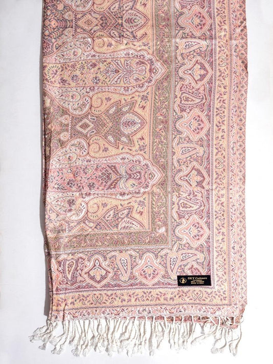 Winter Handmade Indian Cultural Pure Wool Shawl  For Festival Brown with light Pink Shade P03